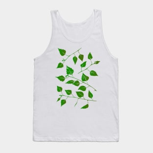 Birch Tree Leaf and Stem Forest Pattern Tank Top